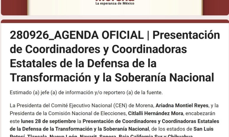 Define Morena este lunes a su coordinador en Tlaxcala